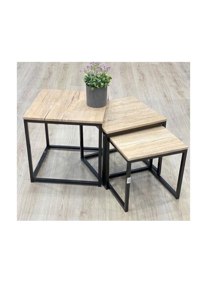 3-piece side service tables for an elegant and ideal home, suitable for serving coffee and tea - brown