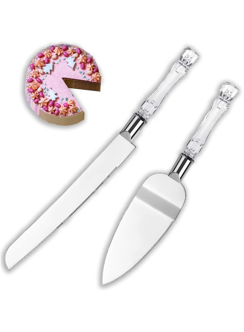 RATSAW Cake Serving Set, Cake Pie Pastry Servers with Acrylic Faux Crystal Handles, Stainless steel Cake Knife and Server Set Perfect For Wedding, Parties and Events - Image 1