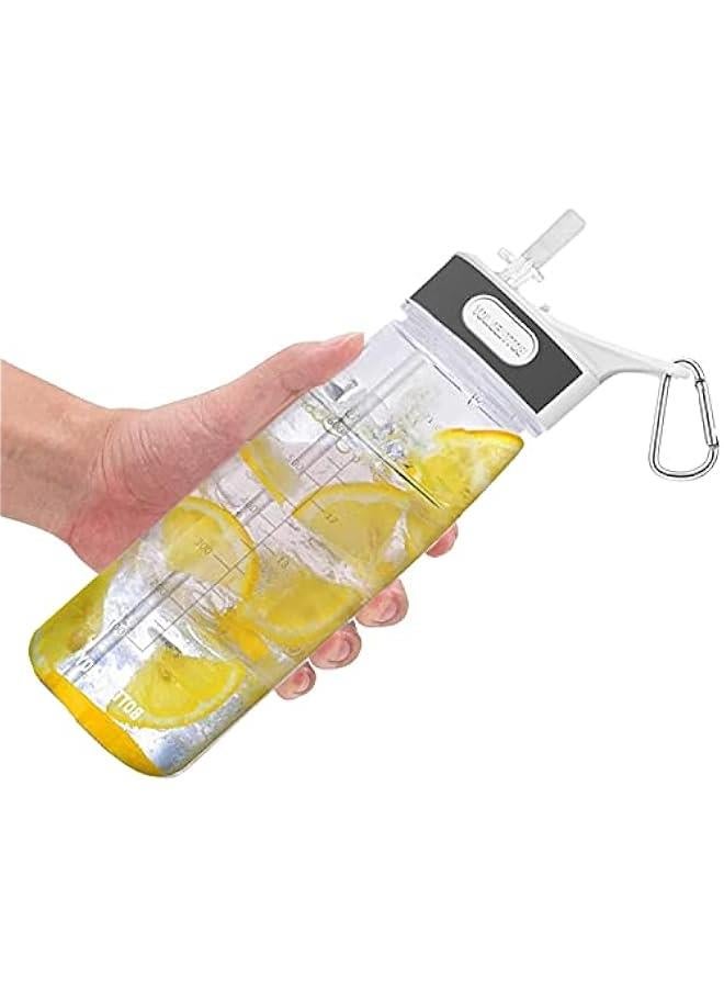 Arabest Clear Tritan Sports Water Bottle with Time Marker, BPA Free, Leakproof, Carabiner, 28oz for Fitness and Yoga by Bottled Joy - Image 1