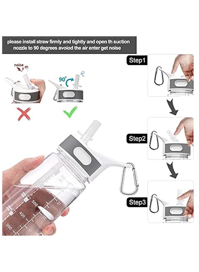 Arabest Clear Tritan Sports Water Bottle with Time Marker, BPA Free, Leakproof, Carabiner, 28oz for Fitness and Yoga by Bottled Joy - Image 4