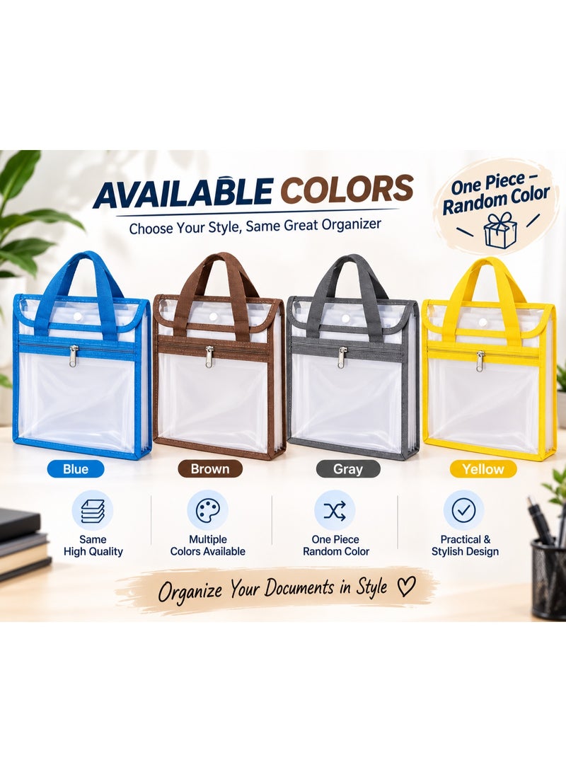 Multi-Color File Organizer Folder – Zipper Document Holder With 12 Transparent Pockets - Image 1