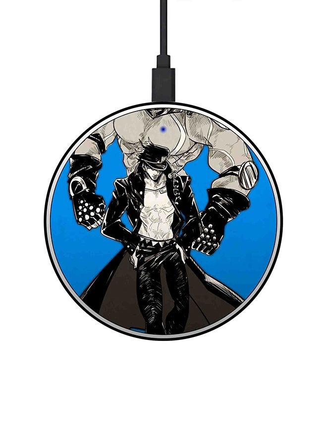 Theodor Man Printed Ultra Slim Fast Wireless Charger With USB Cable Black/White/Blue - Image 1