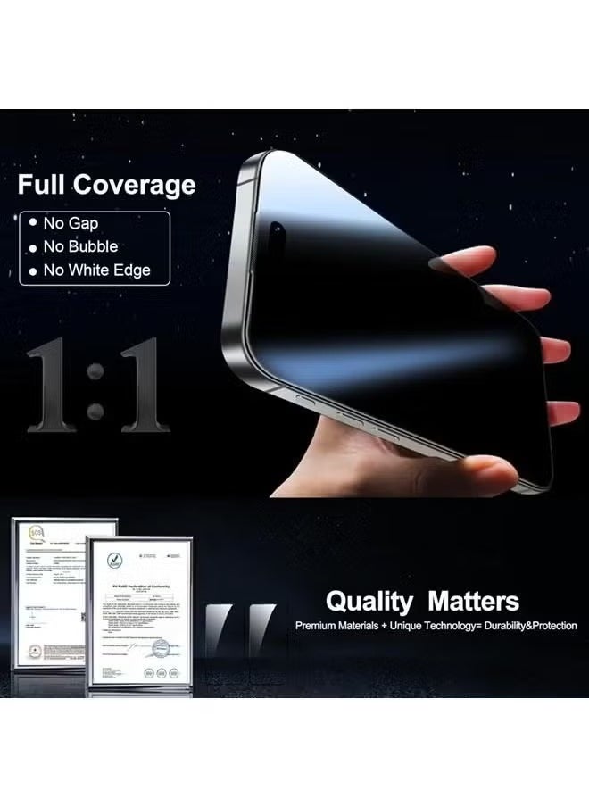 Raxoom 2-Pack Privacy Screen Protector & 2-Pack Camera Lens Protector for iPhone 16 â€“ Ultra 9H+ Tempered Glass with Full Coverage, Scratch Resistance, Smudge-Proof Coating, and Easy Bubble-Free Installation - Image 4