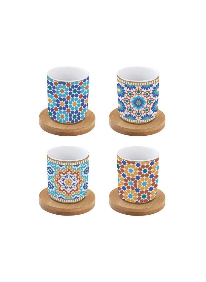 إيزي لايف طقم أكواب وصحون بتصميم مراكش عصري مكون من 4 قطع متعدد الألوان سعة 110 مل R1476#MARR  - Image 1