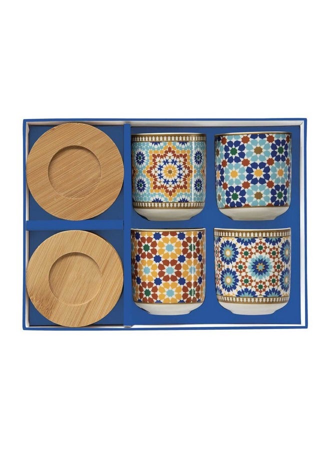 إيزي لايف طقم أكواب وصحون بتصميم مراكش عصري مكون من 4 قطع متعدد الألوان سعة 110 مل R1476#MARR  - Image 2