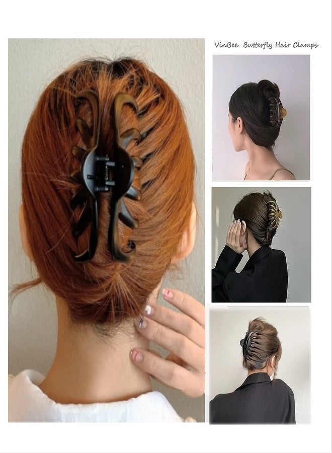 VinBee 2 Pack Large Hair Clips Matte Strong Hold Hair Claw Clip For Women Thick Hairs and Thin Hairs 4.13 Inch (Black+Amber） - Image 4