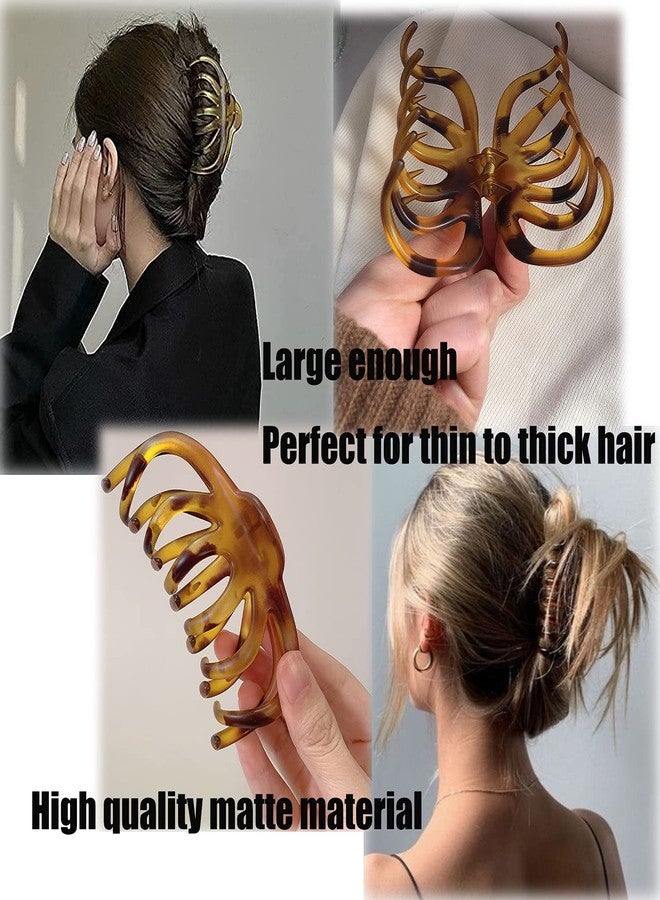 VinBee 2 Pack Large Hair Clips Matte Strong Hold Hair Claw Clip For Women Thick Hairs and Thin Hairs 4.13 Inch (Black+Amber） - Image 2