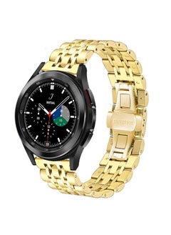 DEALELE Bands Compatible with Galaxy Watch 6/6 Classic / 5/5 Pro/Galaxy Watch 4/4 Classic/Galaxy 3 41mm, 20mm Solid Stainless Steel Metal Replacement Strap for Women Men (Gold)  - Image 1