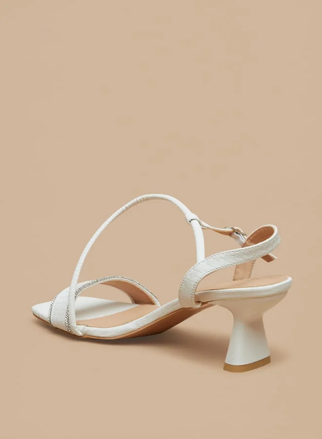 فلورا بيلا Women's Embellished Sandals with Flared Heels and Buckle Closure