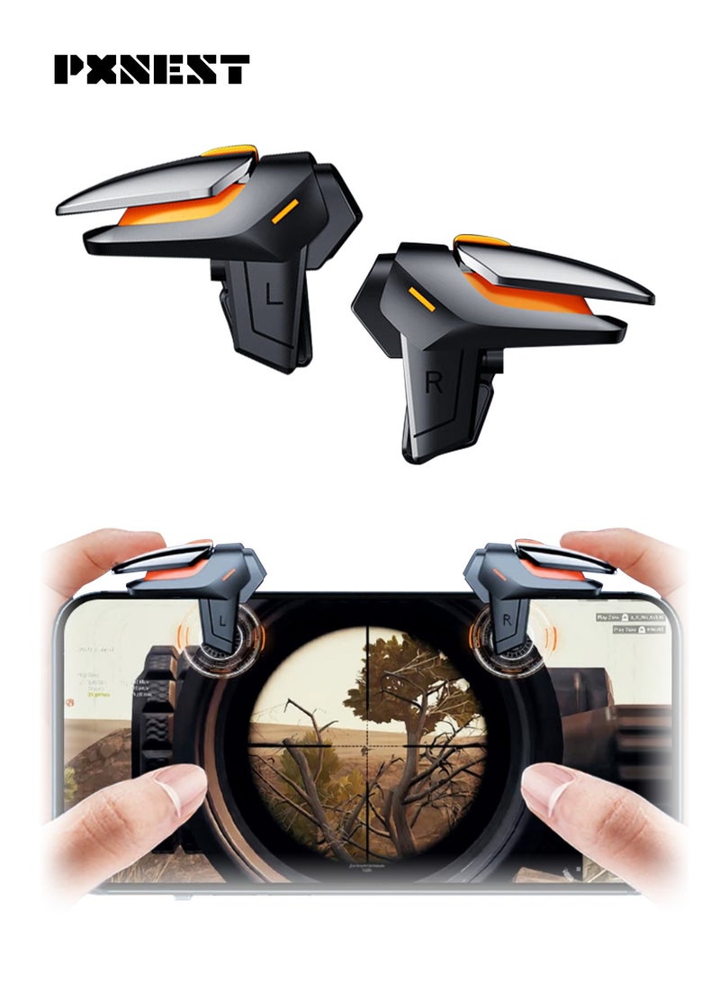 Pxnest Mobile Game Trigger 2-Pack L/R 4-Finger Gaming Controller, High Speed Fire & Aim Triggers for PUBG Mobile, COD, Free Fire, Universal Phone Clip for iPhone & Android - Image 1