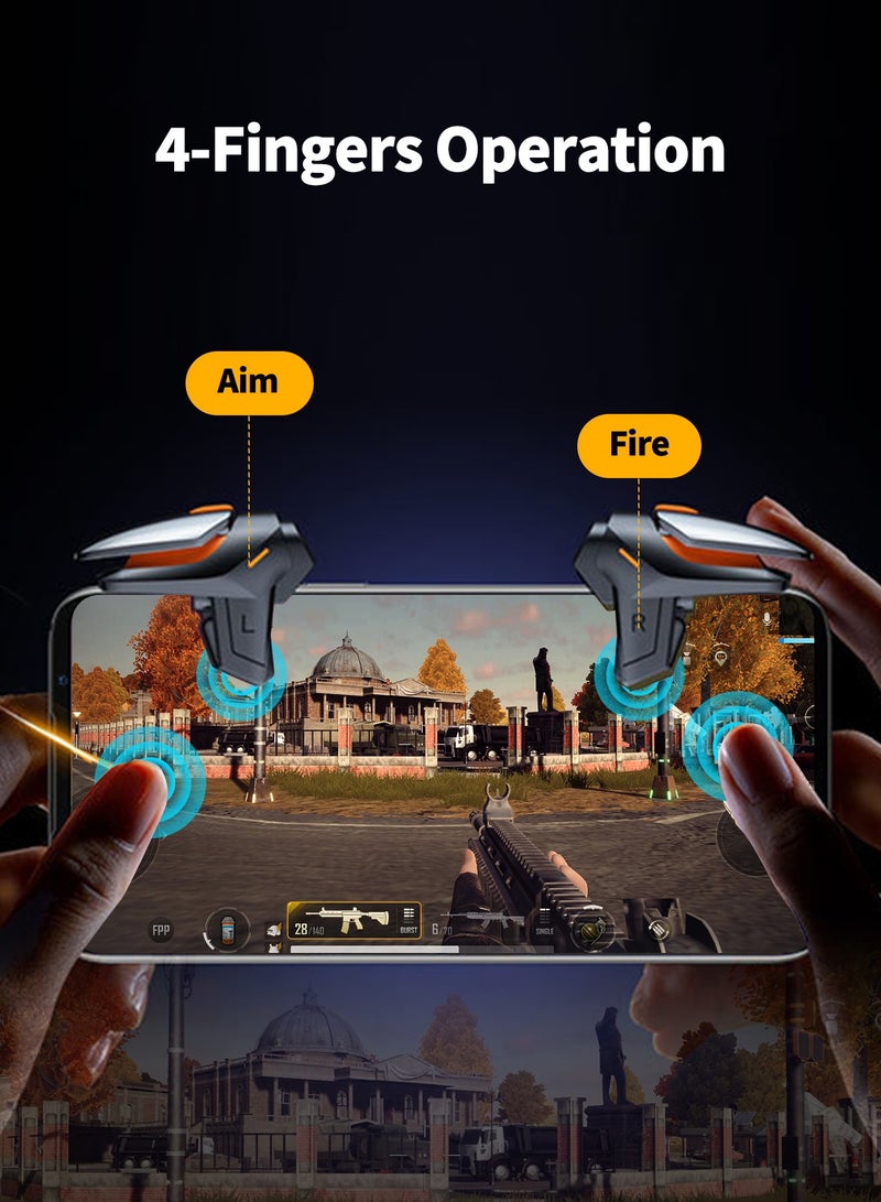 Pxnest Mobile Game Trigger 2-Pack L/R 4-Finger Gaming Controller, High Speed Fire & Aim Triggers for PUBG Mobile, COD, Free Fire, Universal Phone Clip for iPhone & Android - Image 3