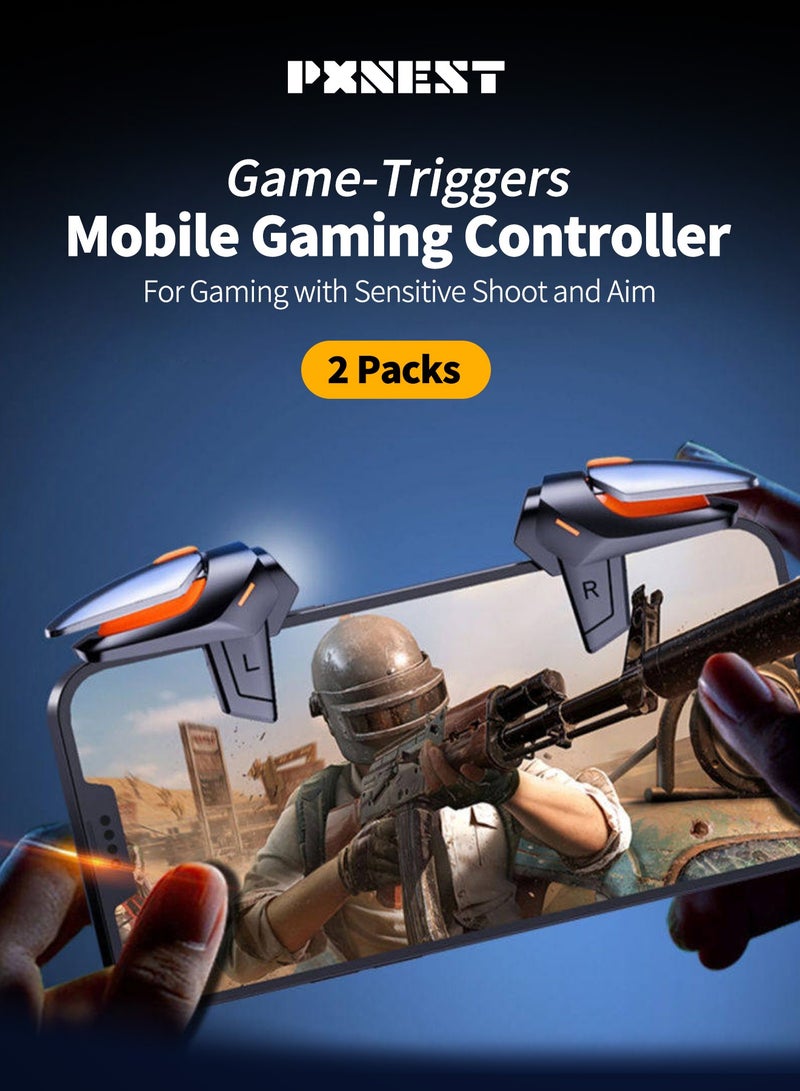Pxnest Mobile Game Trigger 2-Pack L/R 4-Finger Gaming Controller, High Speed Fire & Aim Triggers for PUBG Mobile, COD, Free Fire, Universal Phone Clip for iPhone & Android - Image 2