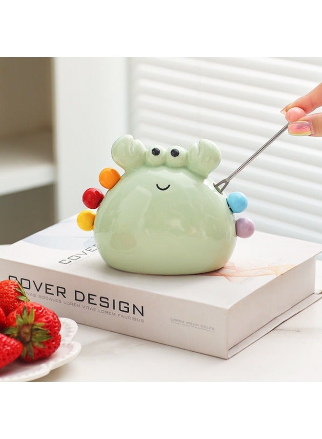 6 PCS Stainless Steel Fruit Forks with Ceramic Crab Holder, Salad Forks, Dessert Forks-Green - Image 3