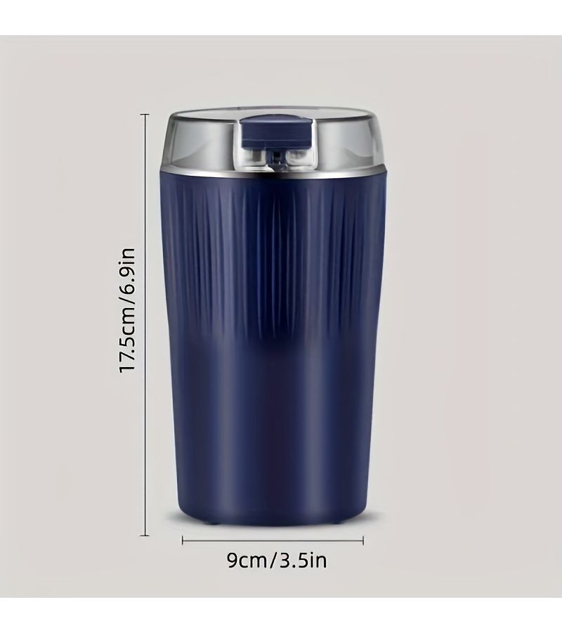 1pc 3.53oz 8 Blade Stainless Steel Electric Coffee and Spice Grinder With One Touch Push Button Control Quiet Operation For Beans Herbs And More Kitchen Grinder Ribbed Texture Grip User Friendly Design Black Blue - Image 2