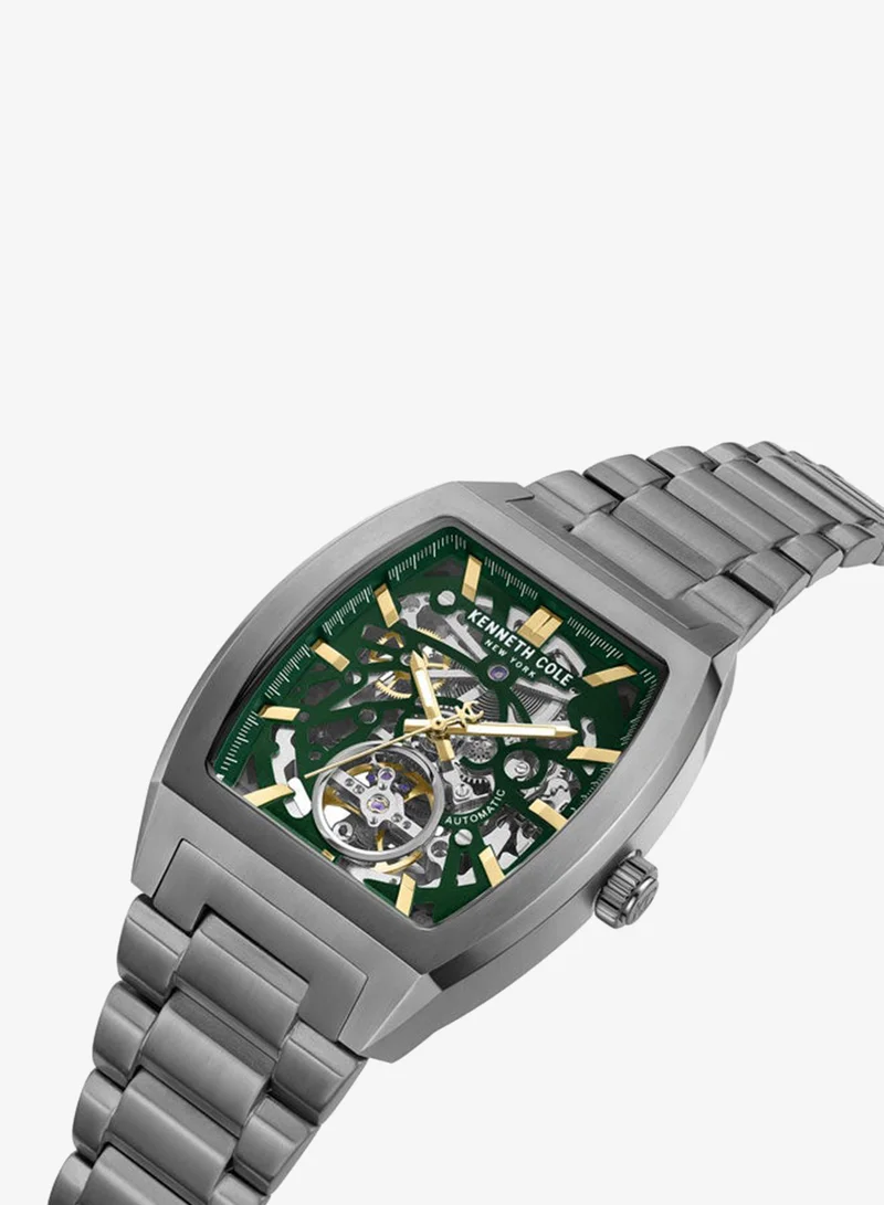 كينيث كول نيو يورك Green Dial Stainless Steel Bracelet Multifunction Watch for Men, 40mm