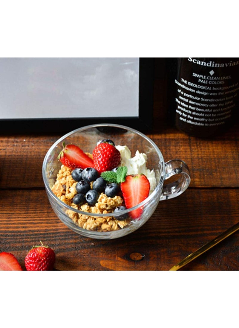Blinkmax Soup Bowl and Glass Mugs with Lid and Small Handle 600 ml Mixing Cereal Oatmeal Microwave Safe Kitchen Accessories Liquid Milk Cups for Breakfast Coffee Ice Cream Snacks Salad Yogurt  - Image 5