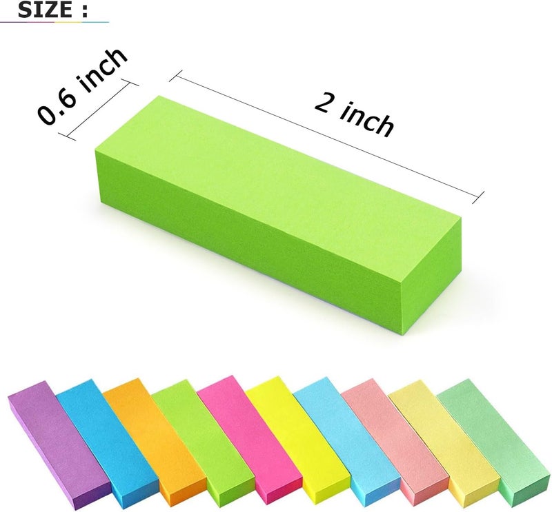 Eastern Wolf 30 Pads 0.6x2 Inch Sticky Notes Flags Tabs Page Markers 10 Bright Color Sticky Index Tabs Page Flags 80 Sheet/Pad - Image 2