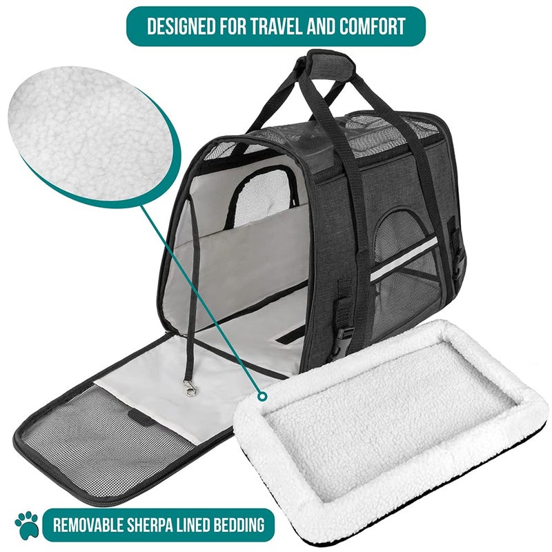 PetAmi Airline Approved Soft Sided Dog & Cat Carrier, Ventilated Pet Carrying Bag - Medium/Large, Heather Dark Gray - Image 4