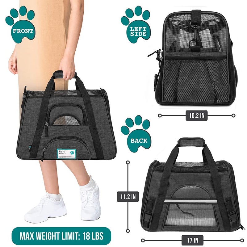 PetAmi Airline Approved Soft Sided Dog & Cat Carrier, Ventilated Pet Carrying Bag - Medium/Large, Heather Dark Gray - Image 2