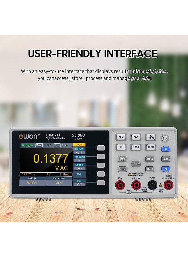 Owon - Owon XDM1241 Mini Desktop Digital Multimeter Rechargeable 55,000 Counts High Accuracy True RMS Universal Meter with 3.5-inch TFT LCD Screen - Image 1