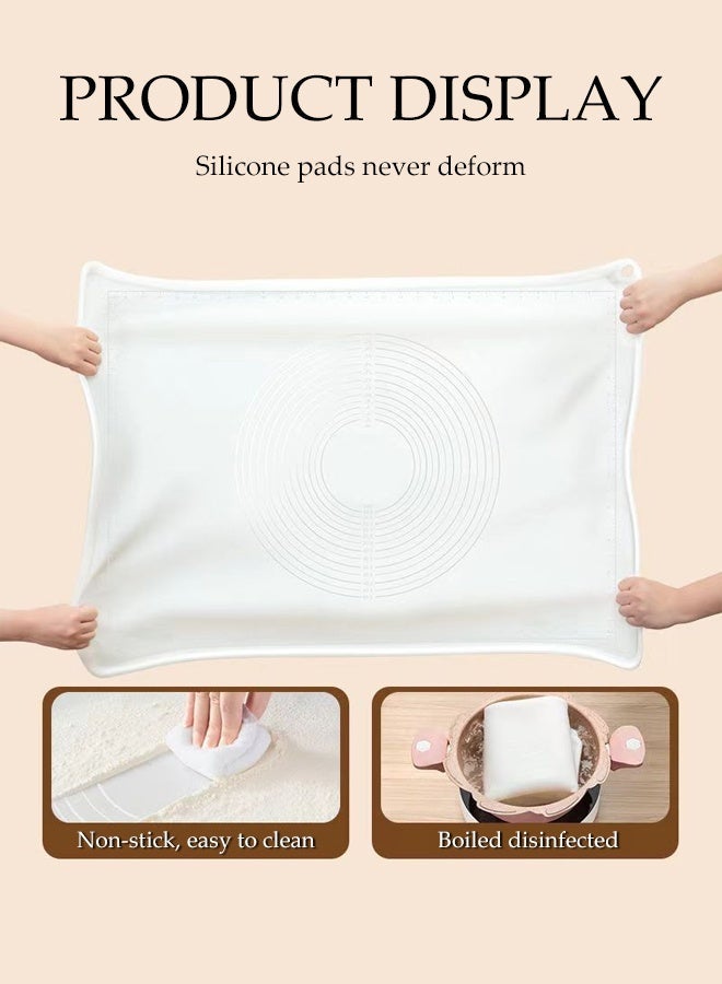 DUNISO Silicone Dough Mat,Dough Rolling Mat with Scale Measurement Anti Overflow Raised Edge,Silicone Food Grade Non Stick Pastry Kneading Mat,Suitable for Dough, Pizza(50x70cm,Beige) - Image 3