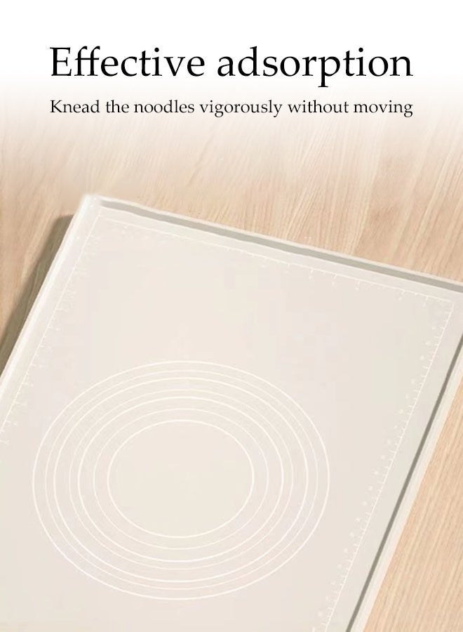 DUNISO Silicone Dough Mat,Dough Rolling Mat with Scale Measurement Anti Overflow Raised Edge,Silicone Food Grade Non Stick Pastry Kneading Mat,Suitable for Dough, Pizza(50x70cm,Beige) - Image 5