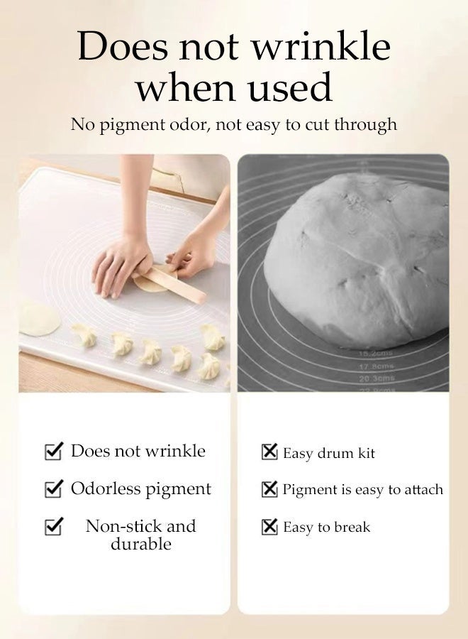 DUNISO Silicone Dough Mat,Dough Rolling Mat with Scale Measurement Anti Overflow Raised Edge,Silicone Food Grade Non Stick Pastry Kneading Mat,Suitable for Dough, Pizza(50x70cm,Beige) - Image 4