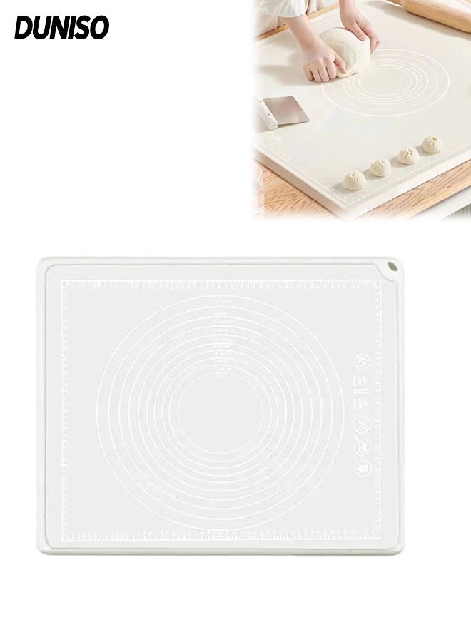DUNISO Silicone Dough Mat,Dough Rolling Mat with Scale Measurement Anti Overflow Raised Edge,Silicone Food Grade Non Stick Pastry Kneading Mat,Suitable for Dough, Pizza(50x70cm,Beige) - Image 1