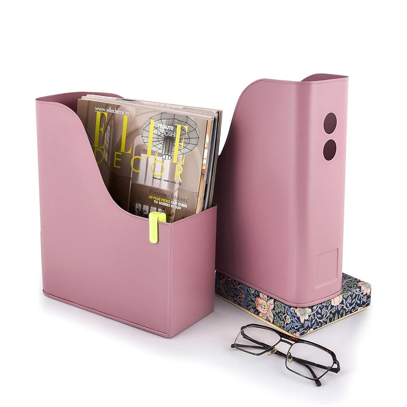 Elan Sauve Metal File Holder | Documents Books and Magzine Holder | File Rack for Office and Study Table | Countertop Desktop Papers Organizer | Compatible for A4,A5 (Mauve, Set of 2) - Image 5