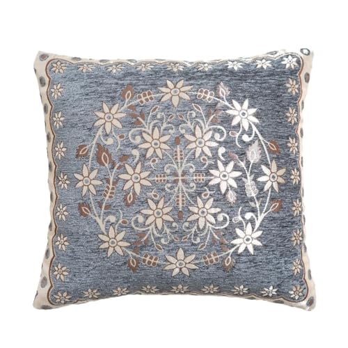 HOMECROWN Velvet Cushion Covers Set of 5 – 16x16 Inches, Embroidered Sofa Pillow Covers for Home, Living Room & Bedroom (Grey) - Image 2