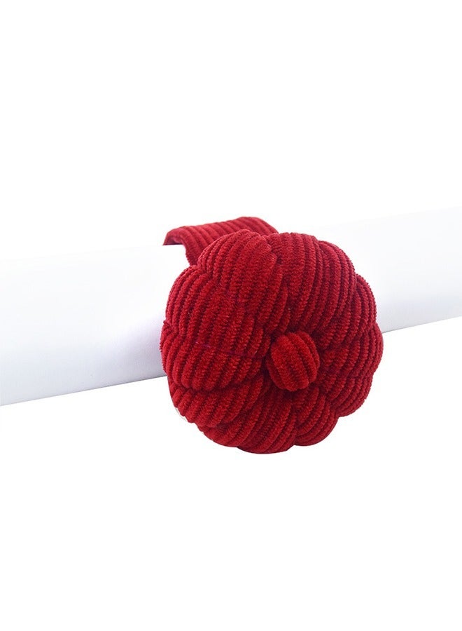 Cushion Sewing Pin, Pumpkin Shape corduroy Needle Cushion Holder Band Wearable Pincushions Pincushion with Elastic for Pins for Quilting or DIY Crafts (Red) - Image 5