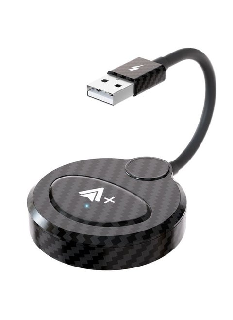 USB Interface Wired to Wireless CarPlay Auto Adapter for Android, Specification:Round(Carbon Fiber)