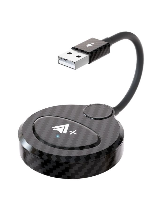 USB Interface Wired to Wireless CarPlay Auto Adapter for Android, Specification:Round(Carbon Fiber)