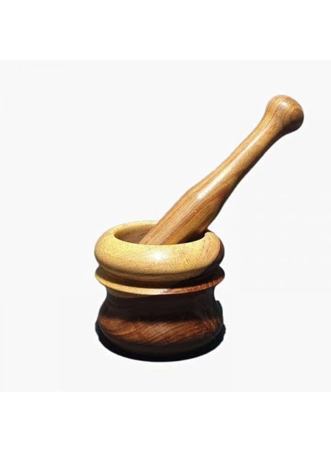 هون خشب للتوابل مصنوع من الخشب الطبيعى و معالج بزيت الزيتون مقاس كبير عمق ١٢ سم-هون ومدقة من الخشب الطبيعى الصحى لطحن الثوم والقهوة والتوابل والاعشاب - Image 3