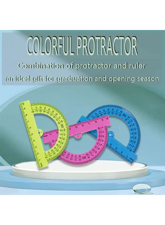 5pcs Random Color Protractors 3.94 Inch Semi Circle Geometry Tools with Ruler - Image 2