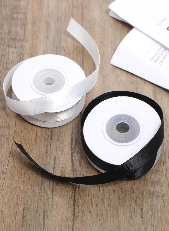 Zelphvt Black and White Ribbon 3/8 Inch Double Faced Satin Ribbon for Gift Wrapping Crafts Hair Bows Sewing Wedding, 2 Rolls Total 22 Yards - Image 3