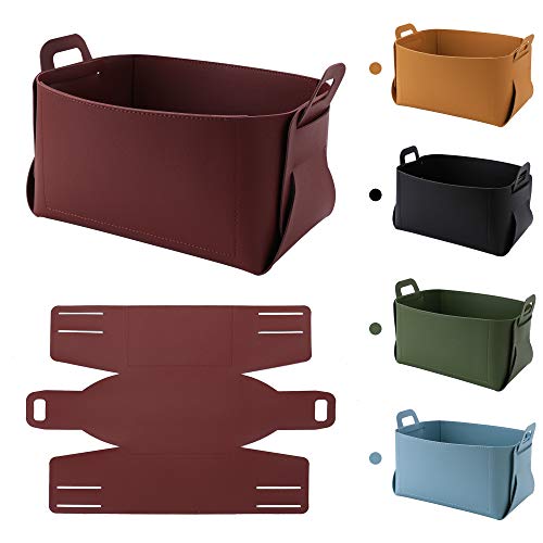 KINIVA Gift Baskets for Present-Valet Tray Organizer - Leather Dresser Organizer Box for Men and Women - Jewelry Accessories Catchall Vanity Tray for Table Desk Top (Red) - Image 5