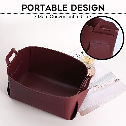 KINIVA Gift Baskets for Present-Valet Tray Organizer - Leather Dresser Organizer Box for Men and Women - Jewelry Accessories Catchall Vanity Tray for Table Desk Top (Red) - Image 4