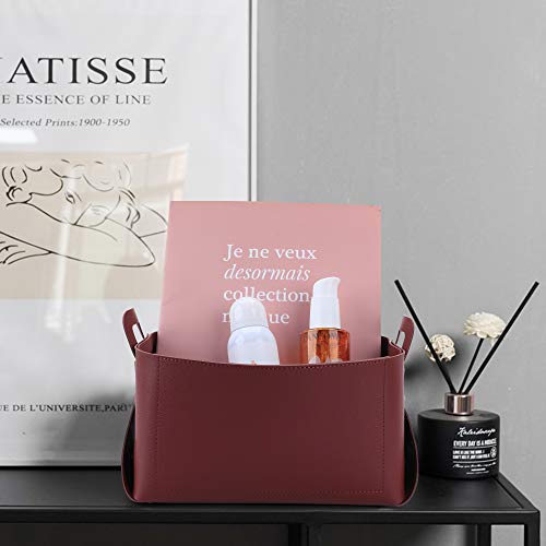 KINIVA Gift Baskets for Present-Valet Tray Organizer - Leather Dresser Organizer Box for Men and Women - Jewelry Accessories Catchall Vanity Tray for Table Desk Top (Red) - Image 2