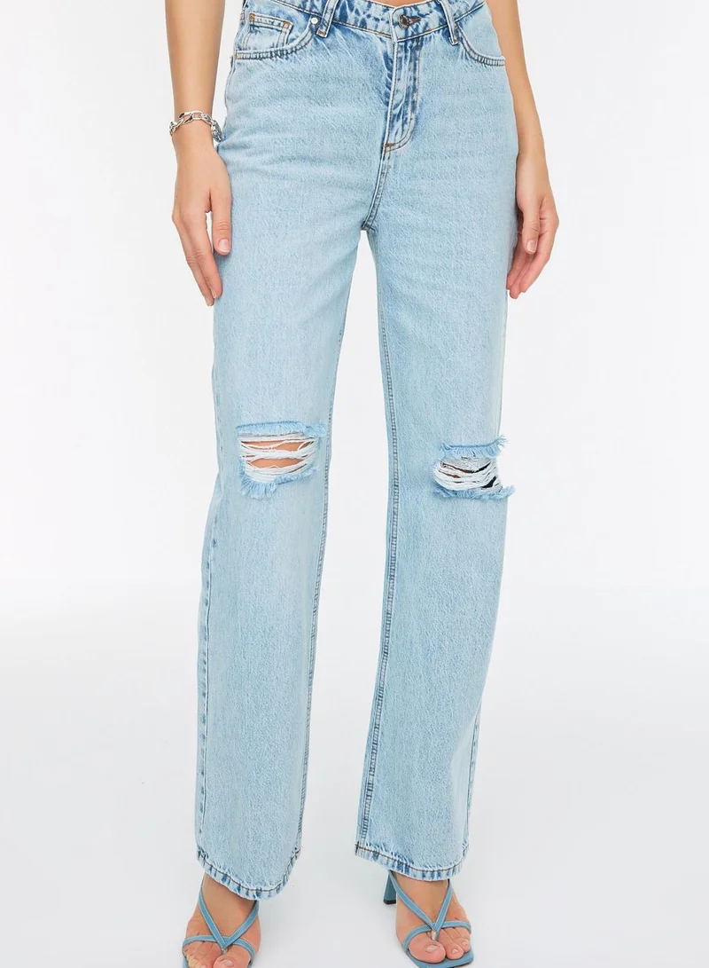 trendyol Ripped Straight Jeans