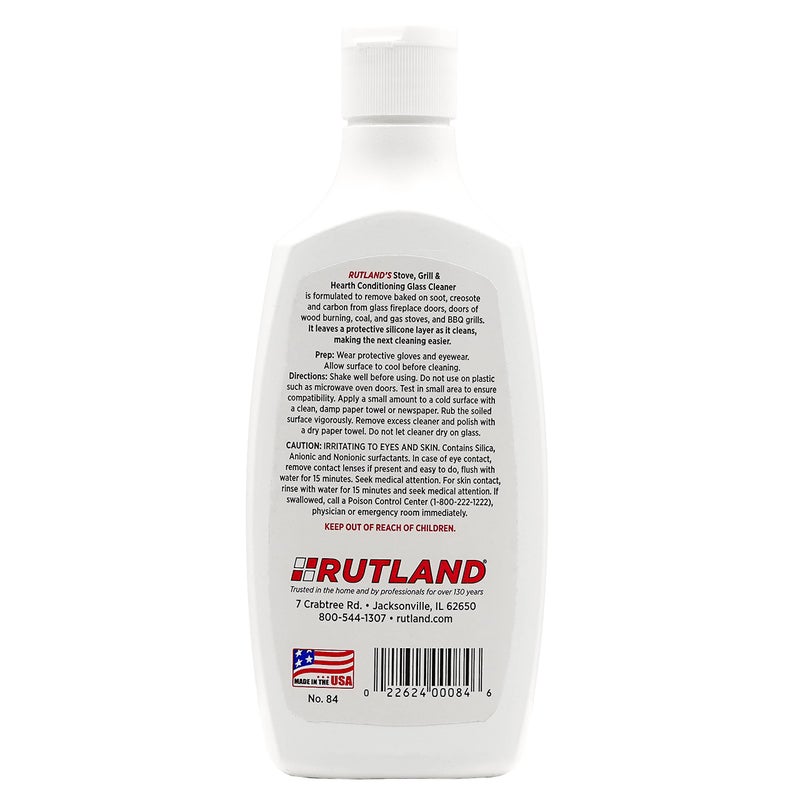 Rutland Products Rutland Hearth and Grill Conditioning Glass Cleaner, USA-Made Fireplace and Wood Stove High Temperature Glass & Stovetop Cleaner, RTV Silicone Layering Formula, 8 Oz - Image 2