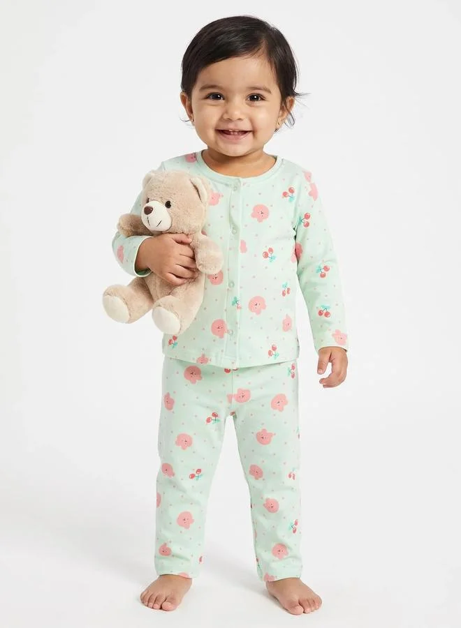 ستايلي Baby Girls Knitted Cotton Top and Pyjama Set