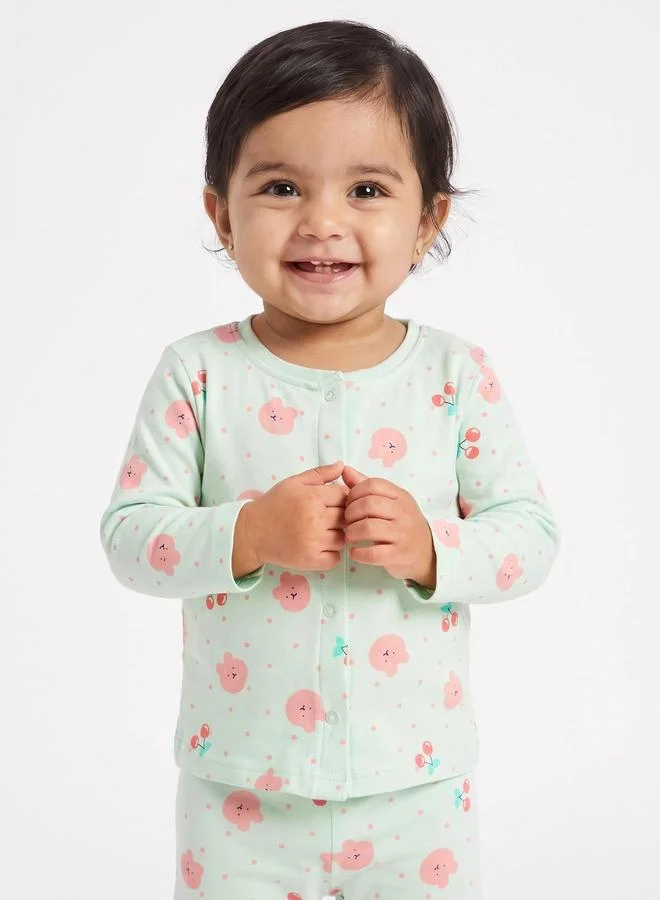 ستايلي Baby Girls Knitted Cotton Top and Pyjama Set
