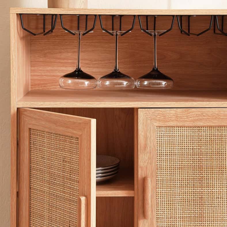 Pan Home OAKTREE BAR CABINET WITH 2 DOOR 1 DRAWER RATTAN - NATURAL - Image 5