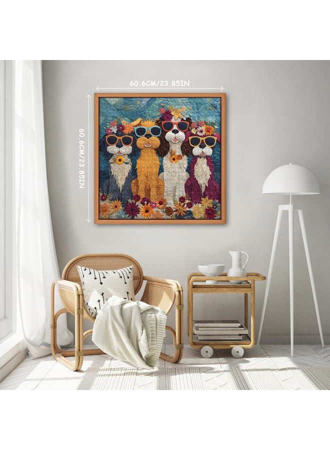 PICKFORU Funny Dog Puzzles for Adults 1000 Pieces, Cute Puppy Flower Patchwork Art Quilt Puzzles, Colorful Jigsaw Puzzles with Animals - Image 3