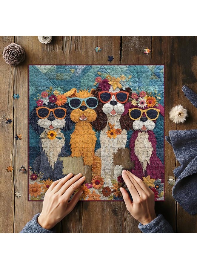 PICKFORU Funny Dog Puzzles for Adults 1000 Pieces, Cute Puppy Flower Patchwork Art Quilt Puzzles, Colorful Jigsaw Puzzles with Animals - Image 4