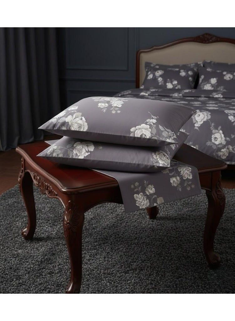 3-Piece 150 GSM Microfiber King Size Bed Sheet Set - Elegant Lavender Floral Print, Includes 1 Flat Sheet (270x250 CM) & 2 Pillowcases (50x75 CM) - Image 3