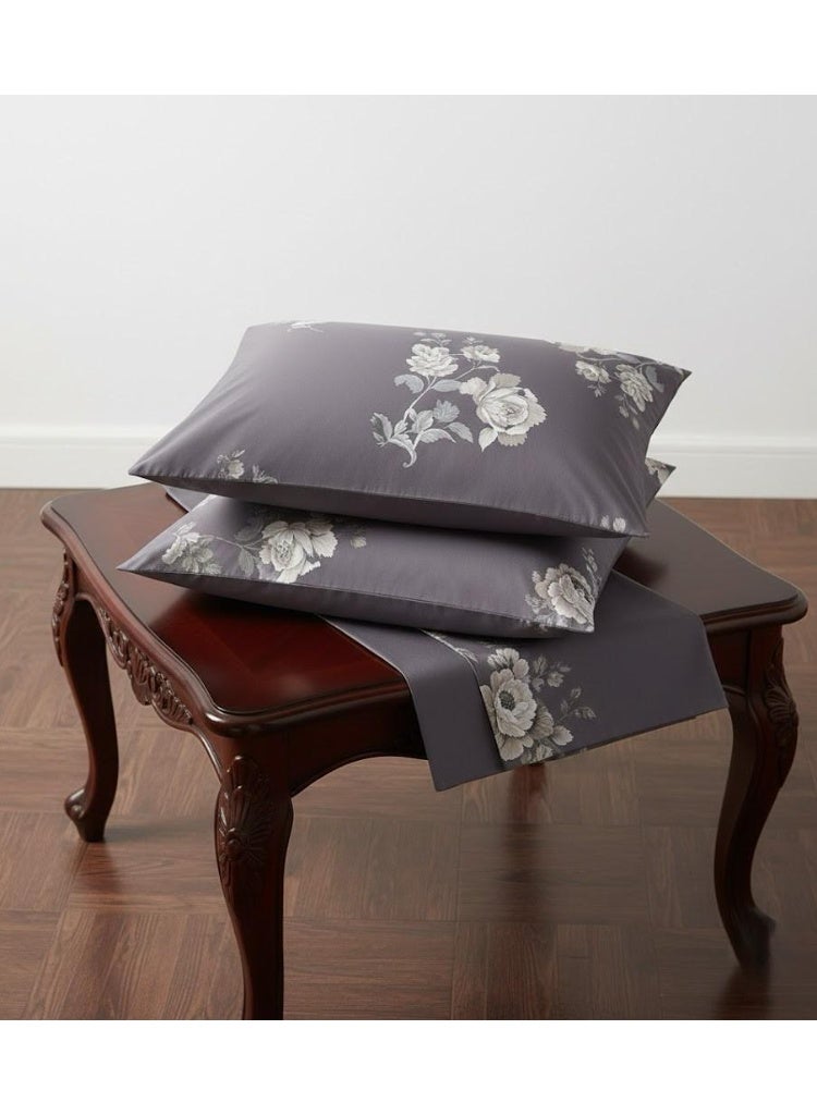 3-Piece 150 GSM Microfiber King Size Bed Sheet Set - Elegant Lavender Floral Print, Includes 1 Flat Sheet (270x250 CM) & 2 Pillowcases (50x75 CM) - Image 4