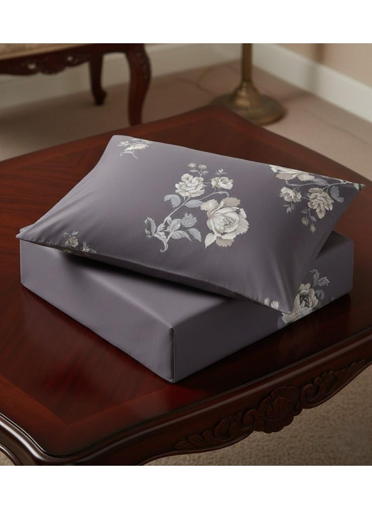 3-Piece 150 GSM Microfiber King Size Bed Sheet Set - Elegant Lavender Floral Print, Includes 1 Flat Sheet (270x250 CM) & 2 Pillowcases (50x75 CM) - Image 5