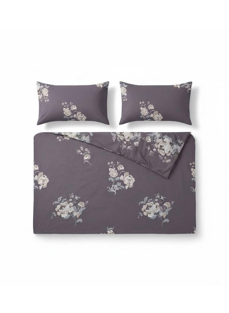 3-Piece 150 GSM Microfiber King Size Bed Sheet Set - Elegant Lavender Floral Print, Includes 1 Flat Sheet (270x250 CM) & 2 Pillowcases (50x75 CM) - Image 2